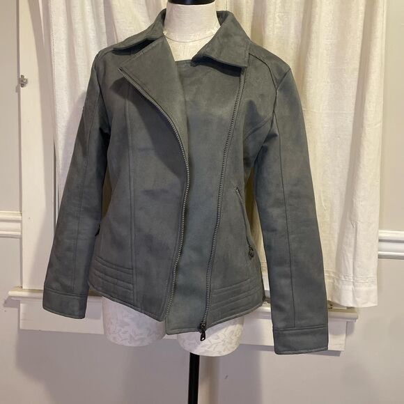 F collection ferrari gray leather vintage zip up jacket size medium - Picture 1 of 7